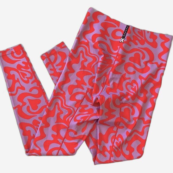 SAVAGE X FENTY Hotline High Waist Leggings M Heart Abstract Print Gym Dopamine - Picture 9 of 13